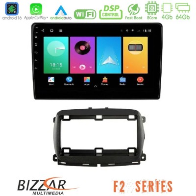 Bizzar F2 Series 8Core Android16 4+64GB Fiat 500 2016 Navigation Multimedia Tablet 9"