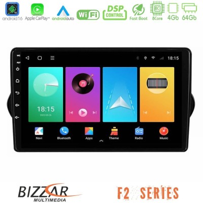 Bizzar F2 Series 8Core Android16 4+64GB Fiat Tipo 2015-2022 (Hatchback) Navigation Multimedia Tablet 9"