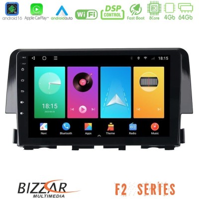 Bizzar F2 Series 8Core Android16 4+64GB Honda Civic 2016-2020 Navigation Multimedia Tablet 9"