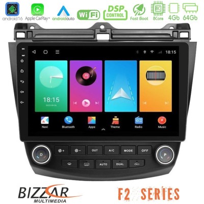 Bizzar F2 Series 8Core Android16 4+64GB Honda Accord 2002-2008 Navigation Multimedia Tablet 10"
