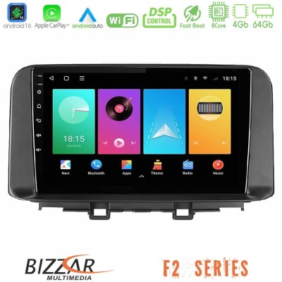 Bizzar F2 Series 8Core Android16 4+64GB Hyundai Kona 2018-2023 Navigation Multimedia Tablet 10"