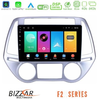 Bizzar F2 Series 8Core Android16 4+64GB Hyundai i20 2012-2014 Navigation Multimedia Tablet 9"