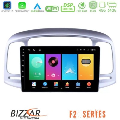 Bizzar F2 Series 8Core Android16 4+64GB Hyundai Accent 2006-2011 Navigation Multimedia Tablet 9"