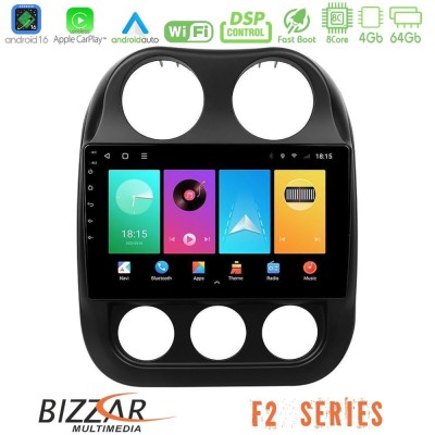 Bizzar F2 Series 8Core Android16 4+64GB Jeep Compass 2012-2016 Navigation Multimedia Tablet 9"