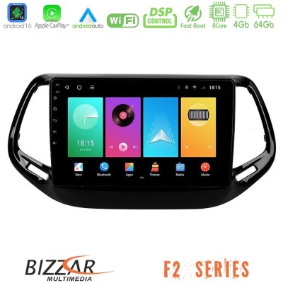 Bizzar F2 Series 8Core Android16 4+64GB Jeep Compass 2017 Navigation Multimedia Tablet 10"