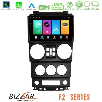 Bizzar F2 Series 8Core Android16 4+64GB Jeep Wrangler 2008-2010 Navigation Multimedia Tablet 9"