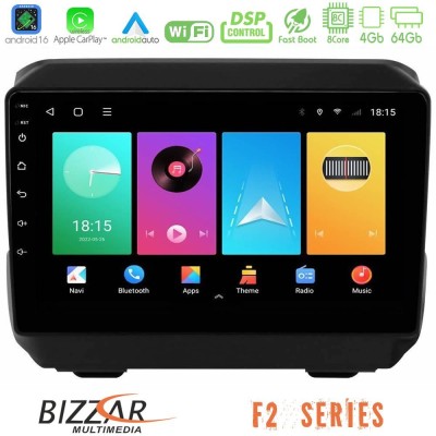 Bizzar F2 Series 8Core Android16 4+64GB Jeep Wrangler 2018- Navigation Multimedia Tablet 9"