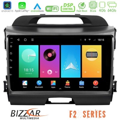 Bizzar F2 Series 8Core Android16 4+64GB Kia Sportage Navigation Multimedia Tablet 9"
