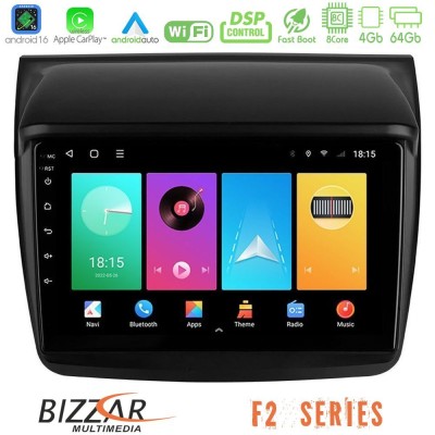 Bizzar F2 Series 8Core Android16 4+64GB Mitsubishi L200 Navigation Multimedia Tablet 9"