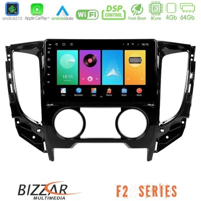 Bizzar F2 Series 8Core Android16 4+64GB Mitsubishi L200 2016- amp Fiat Fullback (Manual A/C) Navigation Multimedia Tablet 9"