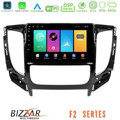 Bizzar F2 Series 8Core Android16 4+64GB Mitsubishi L200 2016- amp Fiat Fullback (Auto A/C) Navigation Multimedia Tablet 9"