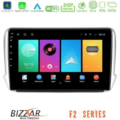 Bizzar F2 Series 8Core Android16 4+64GB Peugeot 208/2008 Navigation Multimedia Tablet 10"