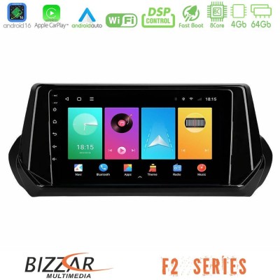Bizzar F2 Series 8Core Android16 4+64GB Peugeot 208 2019-2023 Navigation Multimedia Tablet 9"