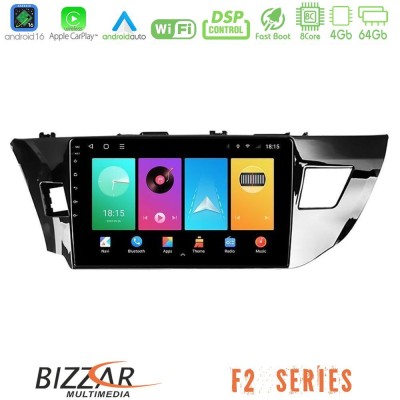 Bizzar F2 Series 8Core Android16 4+64GB Toyota Corolla 2014-2016 Navigation Multimedia Tablet 9"