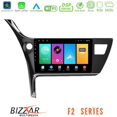 Bizzar F2 Series 8Core Android16 4+64GB Toyota Corolla 2017-2018 Navigation Multimedia Tablet 10"