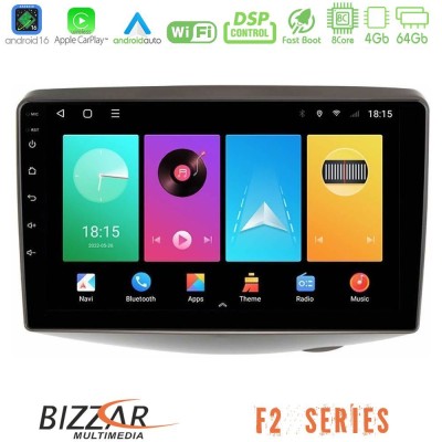 Bizzar F2 Series 8Core Android16 4+64GB Toyota Yaris 1999 - 2006 Navigation Multimedia Tablet 9"
