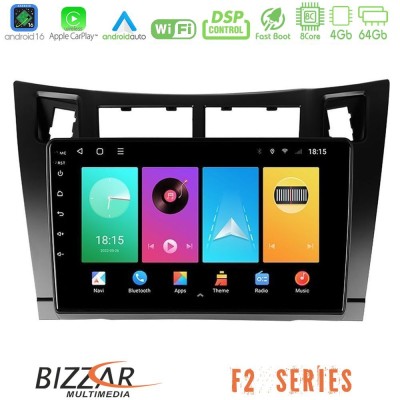 Bizzar F2 Series 8Core Android16 4+64GB Toyota Yaris Navigation Multimedia Tablet 9" (Μαύρο Χρώμα)
