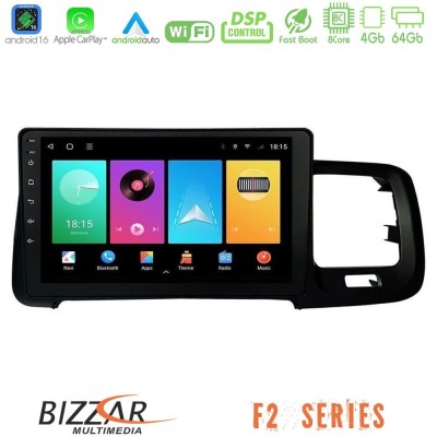 Bizzar F2 Series 8Core Android16 4+64GB Volvo S60 2010-2018 Navigation Multimedia Tablet 9"