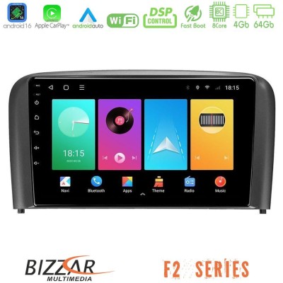 Bizzar F2 Series 8Core Android16 4+64GB Volvo S80 1998-2006 Navigation Multimedia Tablet 9"