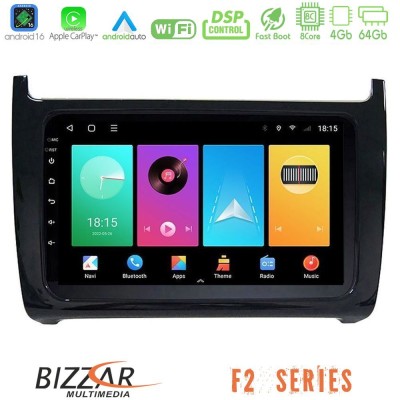 Bizzar F2 Series 8Core Android16 4+64GB Vw Polo Navigation Multimedia Tablet 9"