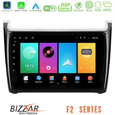 Bizzar F2 Series 8Core Android16 4+64GB Vw Polo Navigation Multimedia Tablet 9"