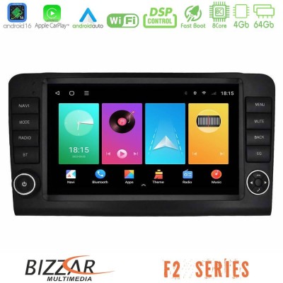 Bizzar F2 Series 8Core Android16 4+64GB Mercedes ML/GL Class W164 2006-2011 Navigation Multimedia Tablet 9" (OEM Look)