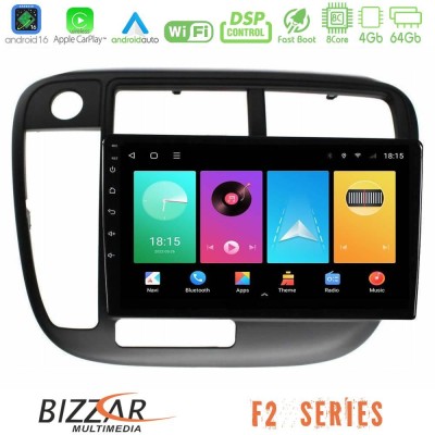 Bizzar F2 Series 8Core Android16 4+64GB Honda Civic 1995-2001 Navigation Multimedia Tablet 9"