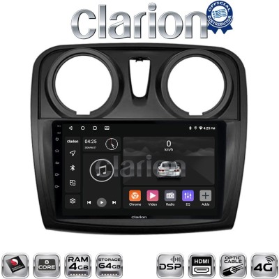 CLARION GL74457 Οθόνη OEM Multimedia Αυτοκινήτου για Dacia Santero 2012 2019 (CarPlay/AndroidAuto/BT/GPS/WIFI/GPRS)