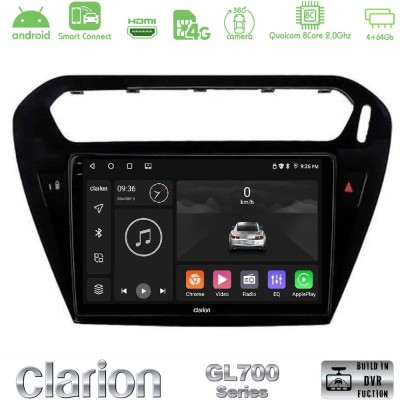 Clarion GL700 Series 8Core Android ClarionOS 4+64GB Citroen C-Elysee / Peugeot 301 Navigation Multimedia Tablet 9" Με Carplay & 