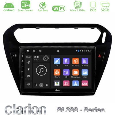 Clarion GL300 Series 4Core Android ClarionOS 2+32GB Citroen C-Elysee / Peugeot 301 Navigation Multimedia Tablet 9" Με Carplay & 