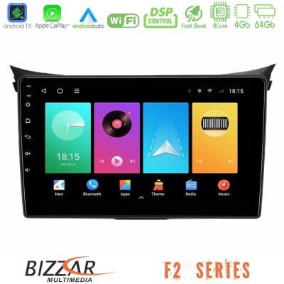 Bizzar F2 Series 8Core Android16 4+64GB Hyundai i30 2012-2017 Navigation Multimedia Tablet 9"