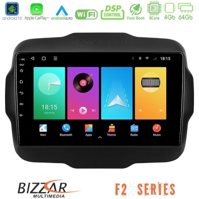 Bizzar F2 Series 8Core Android16 4+64GB Jeep Renegade 2015-2019 Navigation Multimedia Tablet 9"
