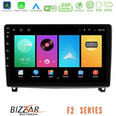 Bizzar F2 Series 8Core Android16 4+64GB Peugeot 407 Navigation Multimedia Tablet 9"