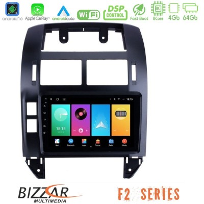 Bizzar F2 Series 8Core Android16 4+64GB VW Polo 2002-2009 Navigation Multimedia Tablet 9"