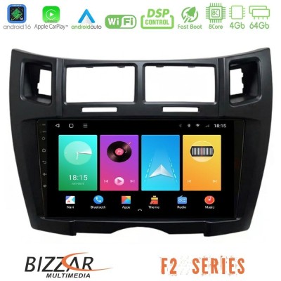 Bizzar F2 Series 8Core Android16 4+64GB Toyota Yaris Navigation Multimedia Tablet 9" (Μαύρο Χρώμα)