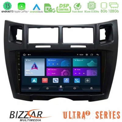 Bizzar Ultra Series Toyota Yaris 8core Android13 8+128GB Navigation Multimedia Tablet 9" (Μαύρο Χρώμα)