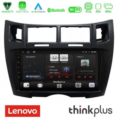 Lenovo Thinkplus Series 4Core Android15 2+32GB Toyota Yaris Navigation Multimedia Tablet 9" (Μαύρο Χρώμα) Με Carplay & Android A