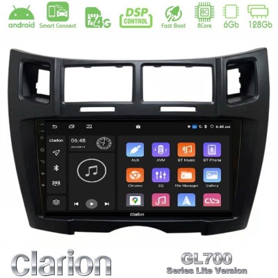 Clarion GL700 Lite Series 8Core Android ClarionOS 6+128GB Toyota Yaris Navigation Multimedia Tablet 9" (Μαύρο Χρώμα) Με Carplay 