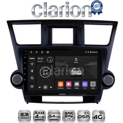 CLARION GL72089 Οθόνη OEM Multimedia Αυτοκινήτου για Toyota Highlander 2008 2015 (CarPlay/AndroidAuto/BT/GPS/WIFI/GPRS)