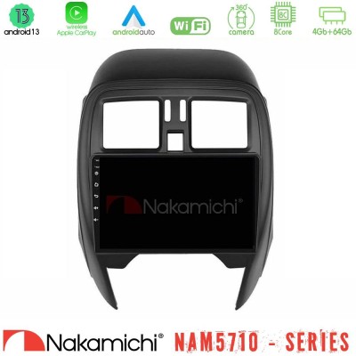 Nakamichi NAM5710 Series 8Core Android13 4+64GB Nissan Micra 2013-2016 Navigation Multimedia Tablet 9"