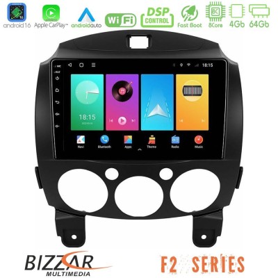 Bizzar F2 Series 8Core Android16 4+64GB Mazda 2 2008-2014 Navigation Multimedia Tablet 9"