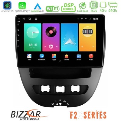 Bizzar F2 Series 8Core Android16 4+64GB Toyota Aygo/Citroen C1/Peugeot 107 Navigation Multimedia Tablet 10"