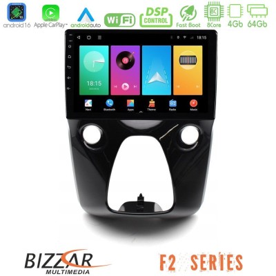 Bizzar F2 Series 8Core Android16 4+64GB Toyota Aygo | Citroen C1 | Peugeot 108 Navigation Multimedia 10"