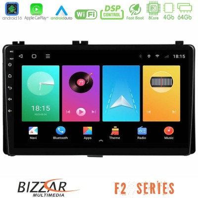 Bizzar F2 Series 8Core Android16 4+64GB Toyota Corolla/Auris 2017-2019 Navigat-ion Multimedia Tablet 9"