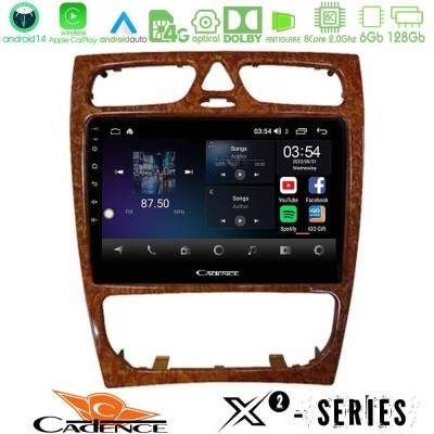 Cadence X2 Series 8Core Android14 6+128GB Mercedes C Class (W203) Navigation Multimedia Tablet 9" (Wooden Style)