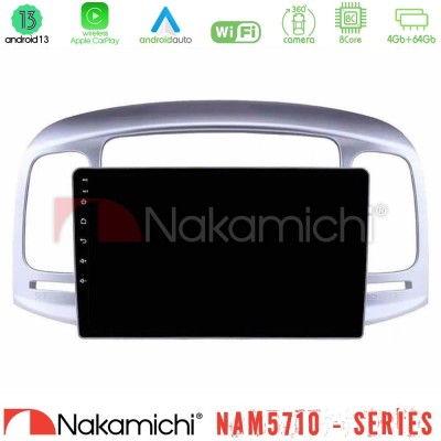 Nakamichi NAM5710 Series 8Core Android13 4+64GB Hyundai Accent 2006-2011 Navigation Multimedia Tablet 9"