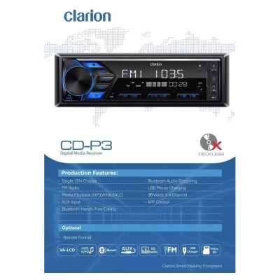 Clarion CD-P3-P17 Radio/Usb/Bt/Aux/RDS