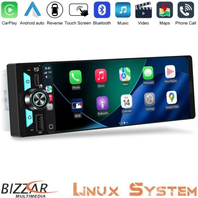 Bizzar 1Din CA65W Multimedia Station 6,9″ Με Wireless Carplay & Android Auto