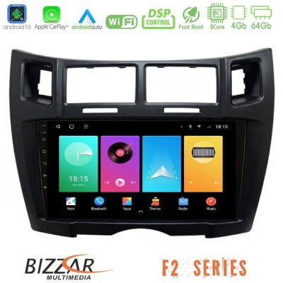 Bizzar F2 Series 8Core Android16 4+64GB Toyota Yaris Navigation Multimedia Tablet 9" (Μαύρο Χρώμα)