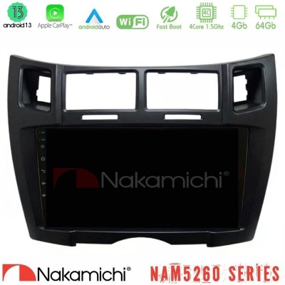 Nakamichi NAM5260 Series 4Core Android13 4+64GB Toyota Yaris Navigation Multimedia Tablet 9" (Μαύρο Χρώμα) Με Carplay & Android 